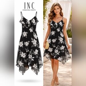 INC International Concepts Floral Chiffon Dress Size 10
